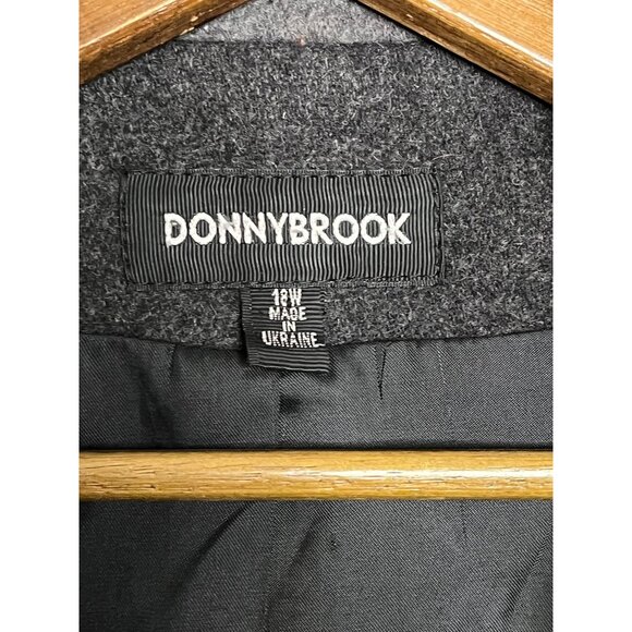 Donnybrook Womens Wool Blend Coat 18W Gray & Black With Button Front & Zip Pocke - Picture 4 of 6